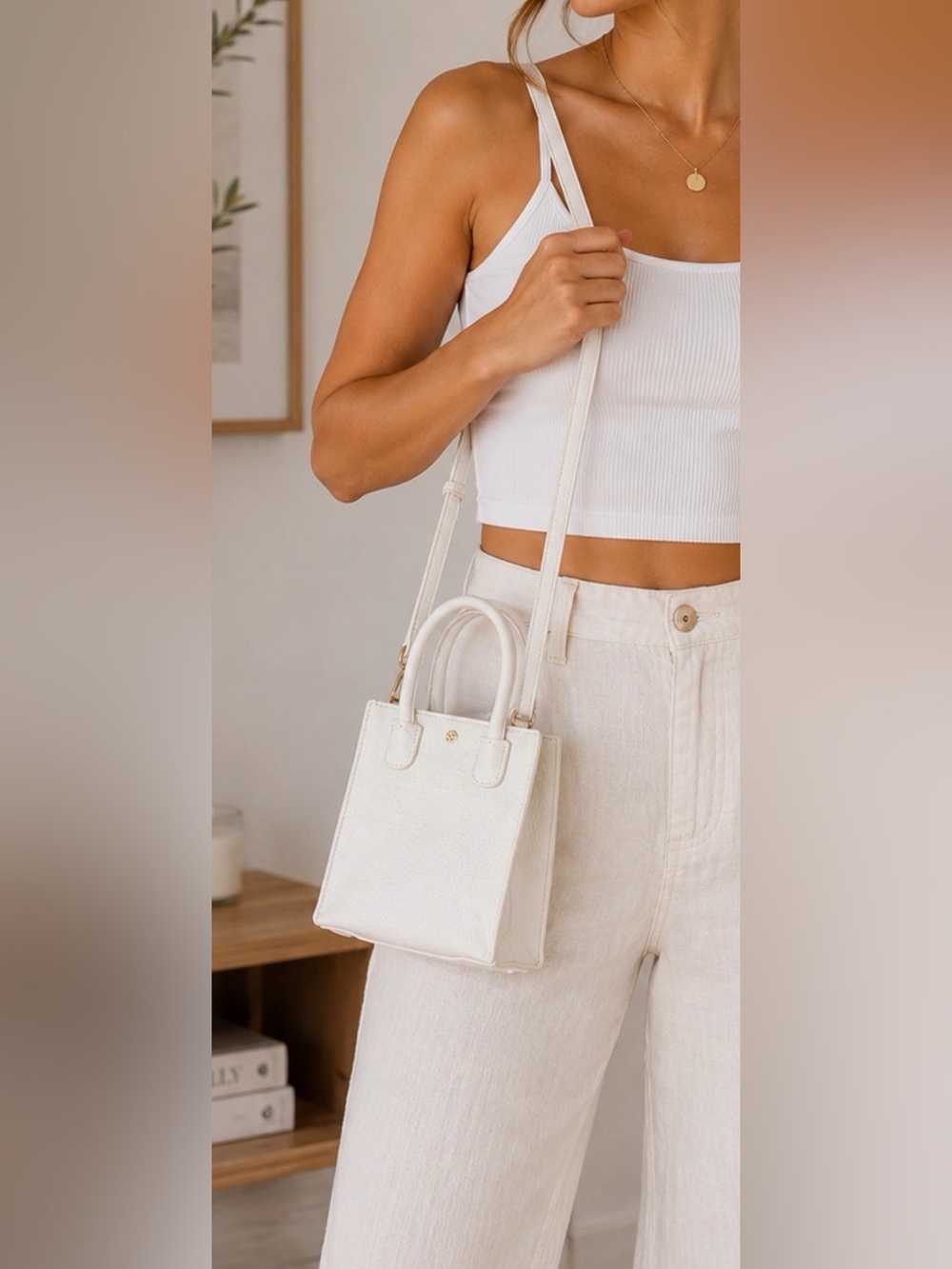 LC Lauren Conrad White Mini Bag with Versatile Design
